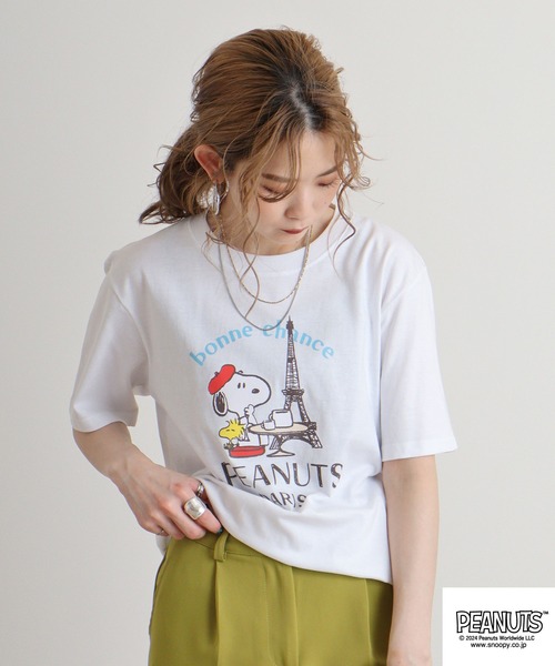 PEANUTS(ピーナッツ)の「PEANUTS プリント 半袖Tシャツ(Tシャツ/カットソー・メンズ・ブラック/アイボリー/ホワイト系/ホワイト系1/ホワイト系2/ネイビー系/クリーム/ホワイト/チャコール/ネイビー・S/M/L/LL)」の15枚目の写真