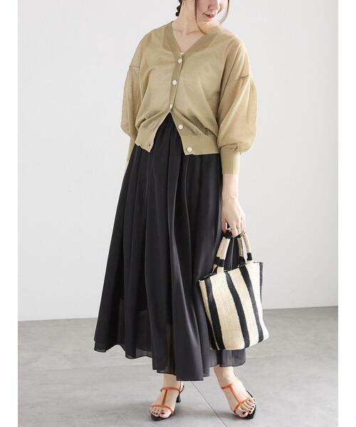 Te chichi(テチチ)の「ボリューム袖Vネックシアーカーディガン(カーディガン/ボレロ・レディース・ブラウン/ブラック/カーキ/グレー・F)」の8枚目の写真