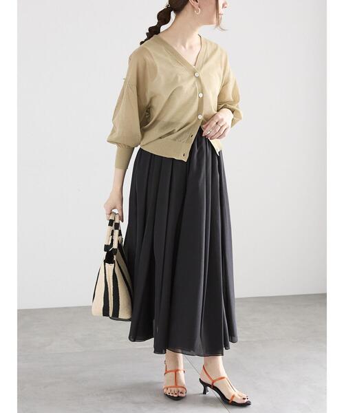 Te chichi(テチチ)の「ボリューム袖Vネックシアーカーディガン(カーディガン/ボレロ・レディース・ブラウン/ブラック/カーキ/グレー・F)」の7枚目の写真