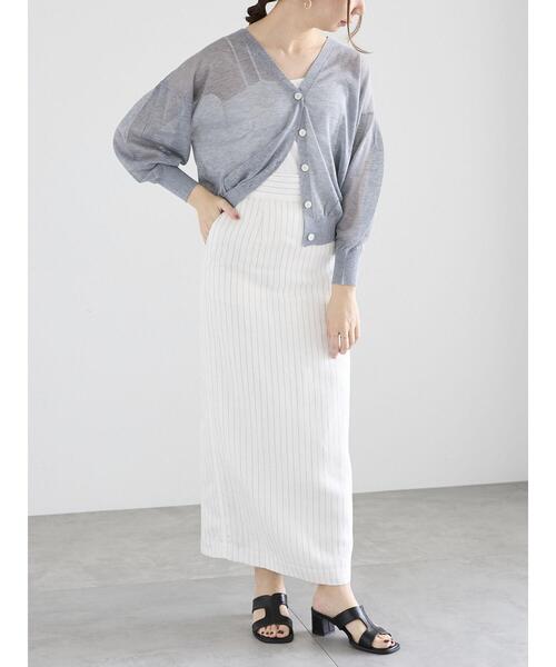 Te chichi(テチチ)の「ボリューム袖Vネックシアーカーディガン(カーディガン/ボレロ・レディース・ブラウン/ブラック/カーキ/グレー・F)」の21枚目の写真