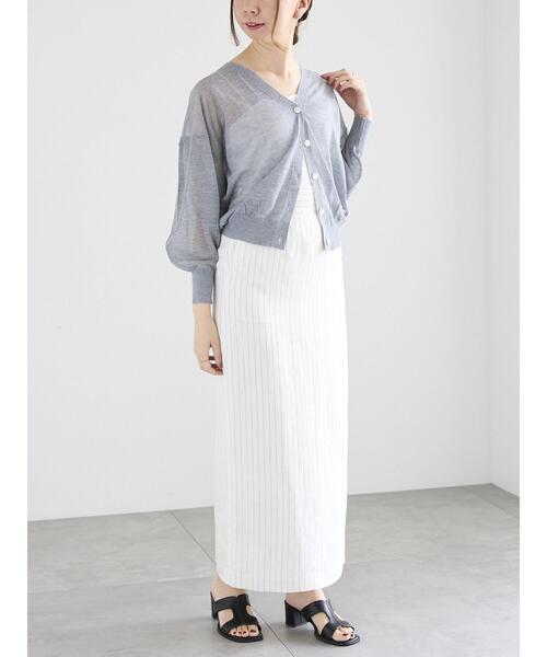 Te chichi(テチチ)の「ボリューム袖Vネックシアーカーディガン(カーディガン/ボレロ・レディース・ブラウン/ブラック/カーキ/グレー・F)」の22枚目の写真