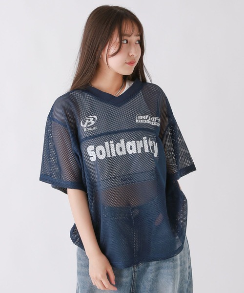 repipi armario(レピピ アルマリオ)の「GAMEメッシュトップス(その他トップス・キッズ・ベージュ/ネイビー/ブラック・LARGE/SMALL/MEDIUM)」の1枚目の写真
