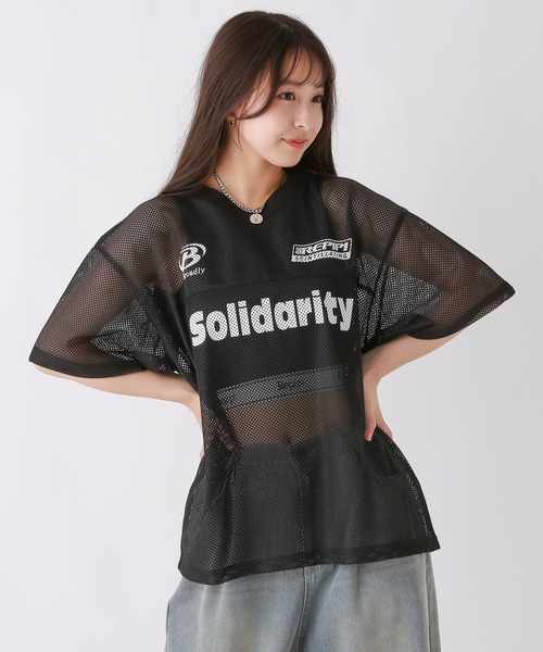 repipi armario(レピピ アルマリオ)の「GAMEメッシュトップス(その他トップス・キッズ・ベージュ/ネイビー/ブラック・LARGE/SMALL/MEDIUM)」の2枚目の写真