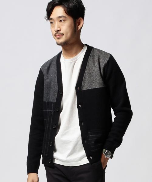 BEAMS（ビームス）の「WARREN SCOTT×BEAMS / 別注 パッチワークカーディガン（カーディガン/ボレロ・メンズ・ネイビー/グレー・MEDIUM/LARGE/SMALL）」の2枚目の写真