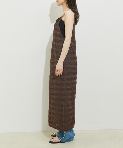 le cercle ADAM ET ROPE'(ルセルクルアダムエロペ)の「【セットアップ対応】ボーダーメッシュキャミワンピース(ワンピース・レディース・ブラック/ダークブラウン/グリーン系その他・FREE)」の15枚目の写真