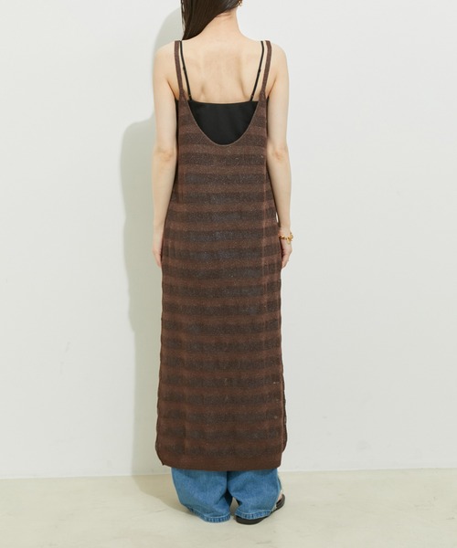 le cercle ADAM ET ROPE'(ルセルクルアダムエロペ)の「【セットアップ対応】ボーダーメッシュキャミワンピース(ワンピース・レディース・ブラック/ダークブラウン/グリーン系その他・FREE)」の16枚目の写真