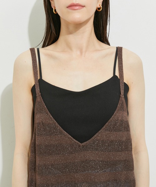 le cercle ADAM ET ROPE'(ルセルクルアダムエロペ)の「【セットアップ対応】ボーダーメッシュキャミワンピース(ワンピース・レディース・ブラック/ダークブラウン/グリーン系その他・FREE)」の17枚目の写真
