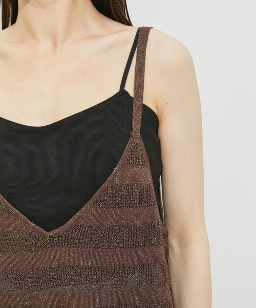 le cercle ADAM ET ROPE'(ルセルクルアダムエロペ)の「【セットアップ対応】ボーダーメッシュキャミワンピース(ワンピース・レディース・ブラック/ダークブラウン/グリーン系その他・FREE)」の18枚目の写真