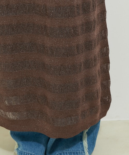 le cercle ADAM ET ROPE'(ルセルクルアダムエロペ)の「【セットアップ対応】ボーダーメッシュキャミワンピース(ワンピース・レディース・ブラック/ダークブラウン/グリーン系その他・FREE)」の19枚目の写真