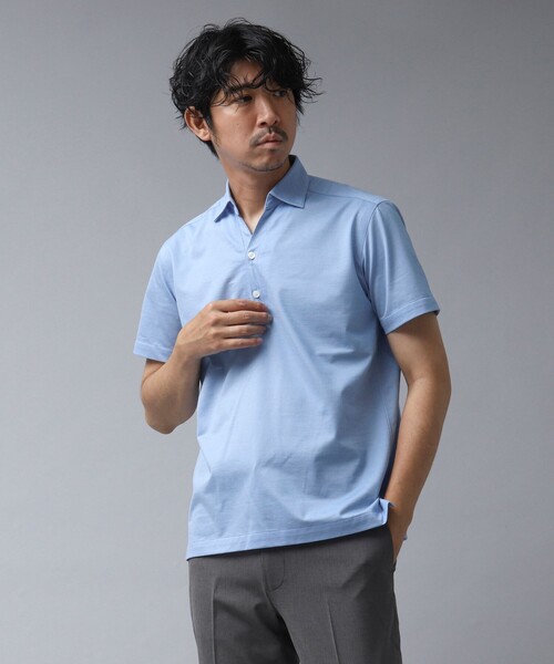 NOLLEY’S（ノーリーズ）の「【ACTIVE SECT】《限定展開 / 吸水速乾》COOLMAX スキッパープルオーバー半袖シャツ（ポロシャツ・メンズ・ダークネイビー/サックスブルー/ブラック・S/M/L/XL）」の6枚目の写真