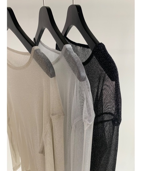 Didot.showroom(ディドット ショールーム)の「シアーラメロンT(Tシャツ/カットソー・レディース・シルバー/ベージュ/ブラック・FREE)」の3枚目の写真