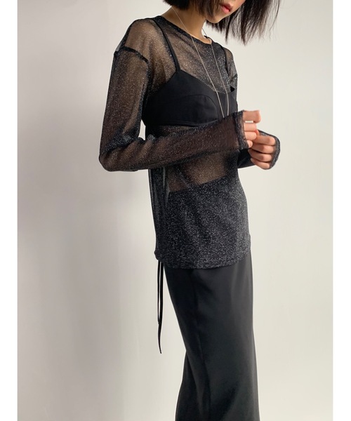 Didot.showroom(ディドット ショールーム)の「シアーラメロンT(Tシャツ/カットソー・レディース・シルバー/ベージュ/ブラック・FREE)」の4枚目の写真