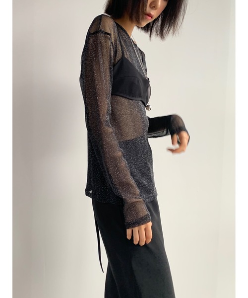 Didot.showroom(ディドット ショールーム)の「シアーラメロンT(Tシャツ/カットソー・レディース・シルバー/ベージュ/ブラック・FREE)」の11枚目の写真