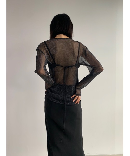 Didot.showroom(ディドット ショールーム)の「シアーラメロンT(Tシャツ/カットソー・レディース・シルバー/ベージュ/ブラック・FREE)」の7枚目の写真