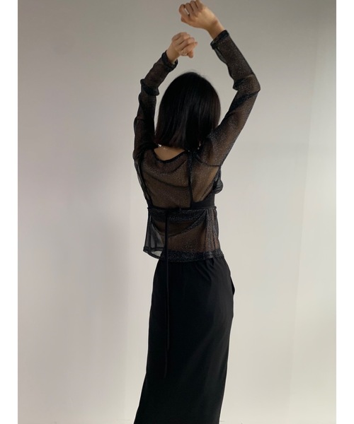Didot.showroom(ディドット ショールーム)の「シアーラメロンT(Tシャツ/カットソー・レディース・シルバー/ベージュ/ブラック・FREE)」の6枚目の写真