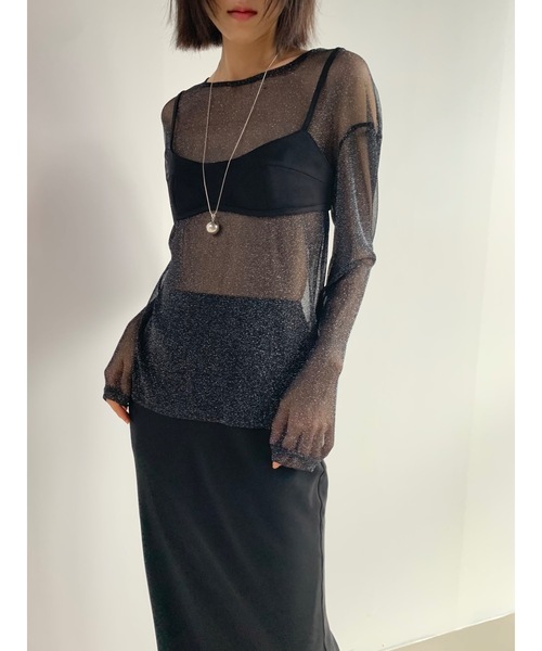 Didot.showroom(ディドット ショールーム)の「シアーラメロンT(Tシャツ/カットソー・レディース・シルバー/ベージュ/ブラック・FREE)」の12枚目の写真