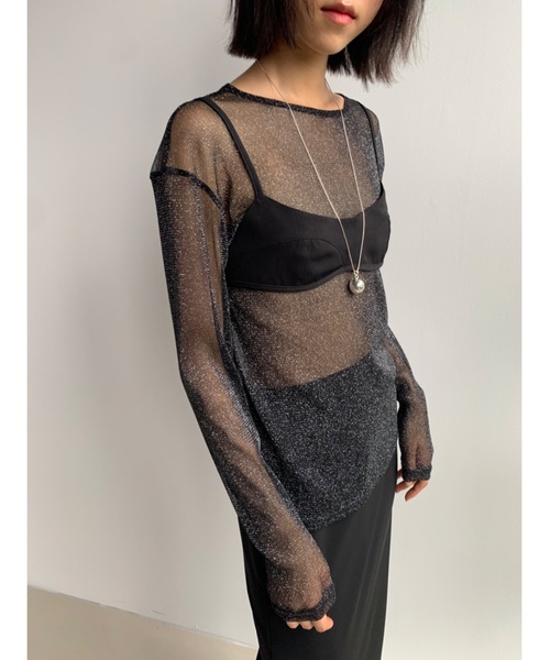 Didot.showroom(ディドット ショールーム)の「シアーラメロンT(Tシャツ/カットソー・レディース・シルバー/ベージュ/ブラック・FREE)」の10枚目の写真