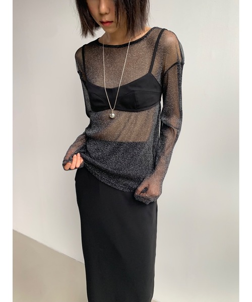 Didot.showroom(ディドット ショールーム)の「シアーラメロンT(Tシャツ/カットソー・レディース・シルバー/ベージュ/ブラック・FREE)」の13枚目の写真