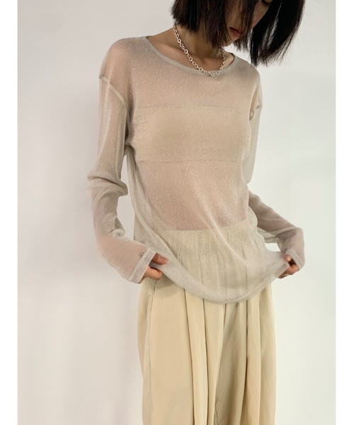 Didot.showroom(ディドット ショールーム)の「シアーラメロンT(Tシャツ/カットソー・レディース・シルバー/ベージュ/ブラック・FREE)」の21枚目の写真