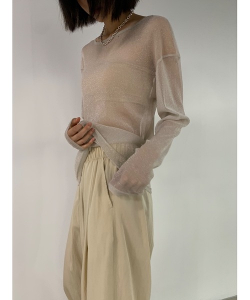 Didot.showroom(ディドット ショールーム)の「シアーラメロンT(Tシャツ/カットソー・レディース・シルバー/ベージュ/ブラック・FREE)」の22枚目の写真