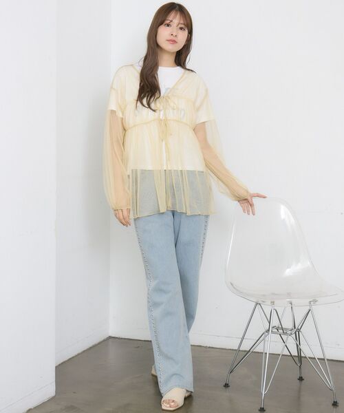 RETRO GIRL(レトロガール)の「ラメチュールリボンBL(シャツ/ブラウス・レディース・ベージュ/ブラック/オフホワイト・LARGE/SMALL)」の22枚目の写真