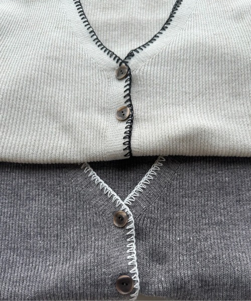 lawgy（ラウジー）の「bi color line mix vest / バイカラーラインミックスベスト（ベスト・レディース・オートミール/ヘザーグレー・FREE）」の11枚目の写真