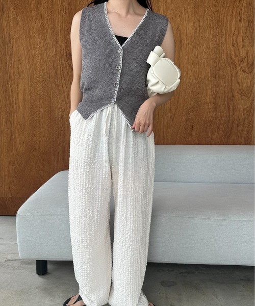 セール】bi color line mix vest / バイカラーラインミックス