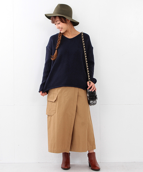 Ray BEAMS（レイビームス）の「Ray BEAMS / 3G 袖リブ Vネック（ニット/セーター・レディース・ネイビー/ライトグレー/ベージュ・ONE SIZE）」の21枚目の写真