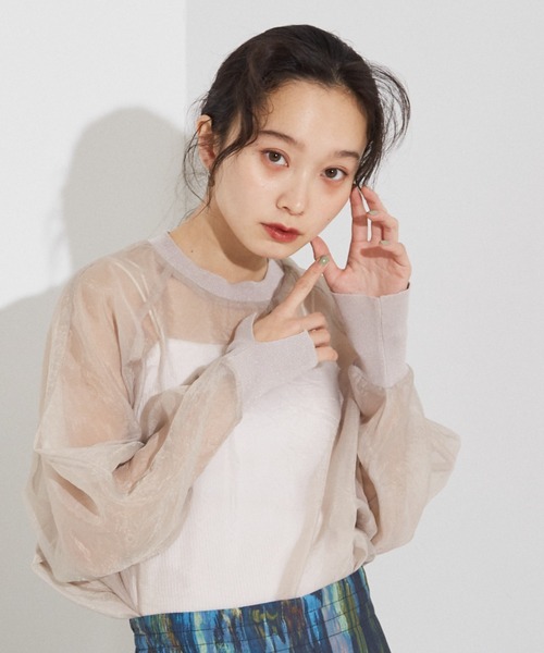 NOMINE(ノミネ)の「【セットアップ着用可】シアー ドルマンスリーブ プルオーバー(シャツ/ブラウス・レディース・グレイッシュベージュ/ピンク/ブラウン/ブラック・フリー)」の3枚目の写真