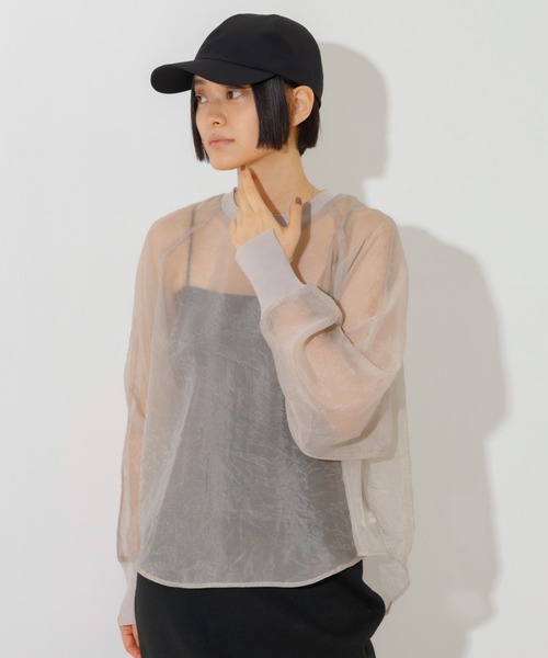 NOMINE(ノミネ)の「【セットアップ着用可】シアー ドルマンスリーブ プルオーバー(シャツ/ブラウス・レディース・グレイッシュベージュ/ピンク/ブラウン/ブラック・フリー)」の6枚目の写真