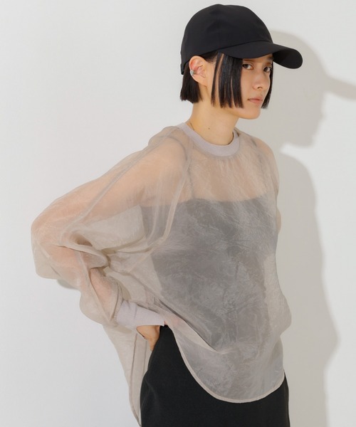 NOMINE(ノミネ)の「【セットアップ着用可】シアー ドルマンスリーブ プルオーバー(シャツ/ブラウス・レディース・グレイッシュベージュ/ピンク/ブラウン/ブラック・フリー)」の7枚目の写真