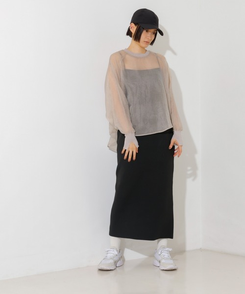 NOMINE(ノミネ)の「【セットアップ着用可】シアー ドルマンスリーブ プルオーバー(シャツ/ブラウス・レディース・グレイッシュベージュ/ピンク/ブラウン/ブラック・フリー)」の8枚目の写真