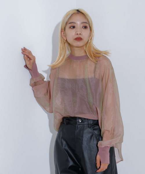 NOMINE(ノミネ)の「【セットアップ着用可】シアー ドルマンスリーブ プルオーバー(シャツ/ブラウス・レディース・グレイッシュベージュ/ピンク/ブラウン/ブラック・フリー)」の18枚目の写真