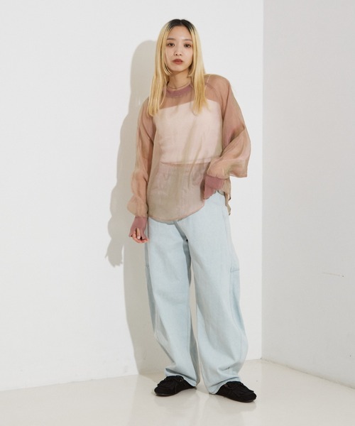 NOMINE(ノミネ)の「【セットアップ着用可】シアー ドルマンスリーブ プルオーバー(シャツ/ブラウス・レディース・グレイッシュベージュ/ピンク/ブラウン/ブラック・フリー)」の14枚目の写真