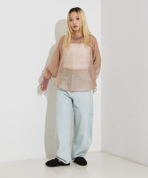 NOMINE(ノミネ)の「【セットアップ着用可】シアー ドルマンスリーブ プルオーバー(シャツ/ブラウス・レディース・グレイッシュベージュ/ピンク/ブラウン/ブラック・フリー)」の15枚目の写真