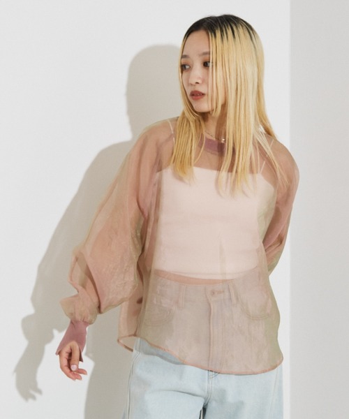 NOMINE(ノミネ)の「【セットアップ着用可】シアー ドルマンスリーブ プルオーバー(シャツ/ブラウス・レディース・グレイッシュベージュ/ピンク/ブラウン/ブラック・フリー)」の16枚目の写真