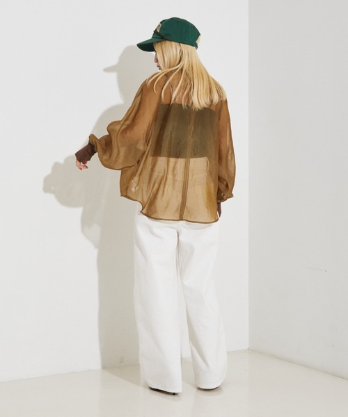 NOMINE(ノミネ)の「【セットアップ着用可】シアー ドルマンスリーブ プルオーバー(シャツ/ブラウス・レディース・グレイッシュベージュ/ピンク/ブラウン/ブラック・フリー)」の21枚目の写真