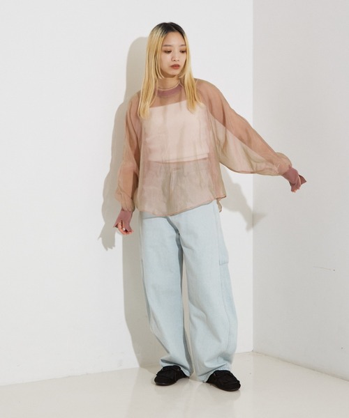 NOMINE(ノミネ)の「【セットアップ着用可】シアー ドルマンスリーブ プルオーバー(シャツ/ブラウス・レディース・グレイッシュベージュ/ピンク/ブラウン/ブラック・フリー)」の17枚目の写真