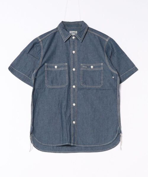 HOUSTON(ヒューストン)の「【HOUSTON】USN COTTON S/S WORK SHIRT(シャツ/ブラウス・メンズ・インディゴブルー/ブルー系その他/ライトインディゴブルー・MEDIUM/LARGE/X-LARGE/XX-LARGE)」の3枚目の写真
