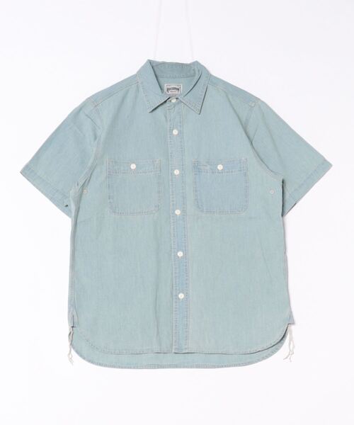 HOUSTON(ヒューストン)の「【HOUSTON】USN COTTON S/S WORK SHIRT(シャツ/ブラウス・メンズ・インディゴブルー/ブルー系その他/ライトインディゴブルー・MEDIUM/LARGE/X-LARGE/XX-LARGE)」の1枚目の写真