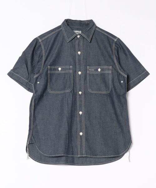 HOUSTON(ヒューストン)の「【HOUSTON】USN COTTON S/S WORK SHIRT(シャツ/ブラウス・メンズ・インディゴブルー/ブルー系その他/ライトインディゴブルー・MEDIUM/LARGE/X-LARGE/XX-LARGE)」の2枚目の写真