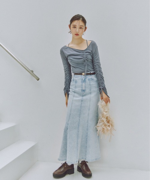 SNIDEL（スナイデル）の「マーメイドデニムスカート（デニムスカート・レディース・サックスブルー/ブラック・1/0）」の12枚目の写真