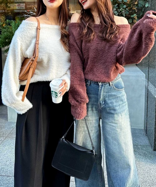 専用ページ セール】【新色追加】ボリュームスリーブシャギーオフショル