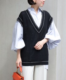 新品マカフィー　ブラックダブルボタンノースリーブベスト 新品マカフィー ブラックダブルボタンノースリーブベスト 新品