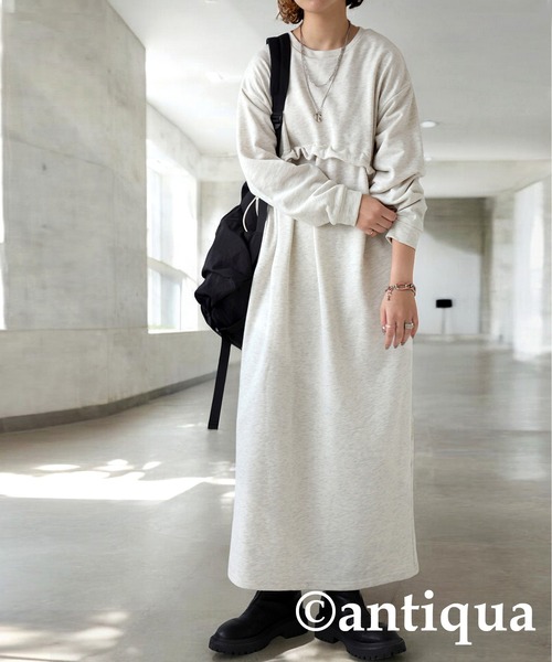ドロスト付き裏毛ワンピース（ワンピース）｜antiqua（アンティカ）