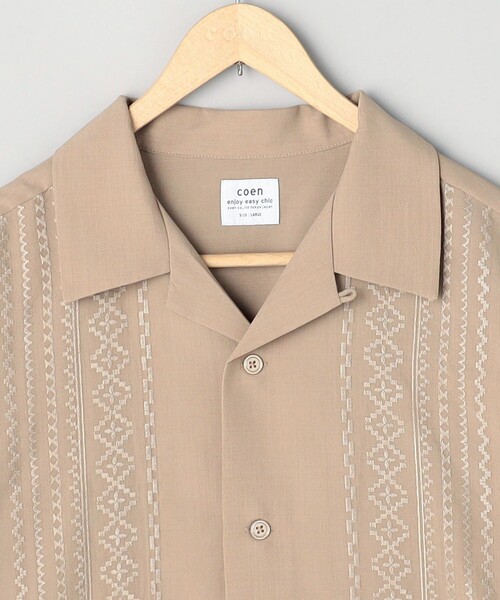 coen(コーエン)の「リネンタッチキューバシャツ(シャツ/ブラウス・メンズ・ブラック/グレー/ベージュ・M/L/XL)」の5枚目の写真