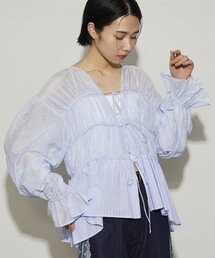 Firsthand/ファーストハンド 切替ギャザーリボンブラウス
