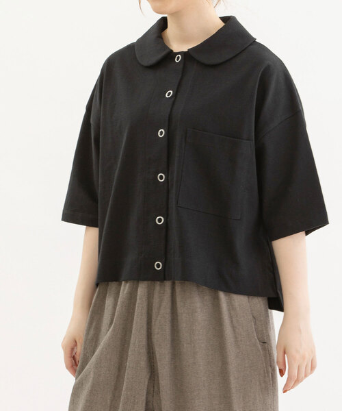 nop de nod（ノップドゥノッド）の「RondeUSコットン5分袖カットソー（カーディガン/ボレロ・レディース・ブラック/オフホワイト/ダークブルー/レッド・M）」の2枚目の写真