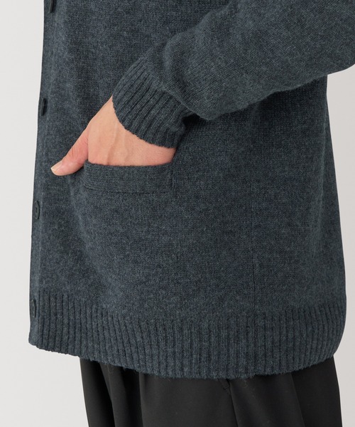 セール】紳士 洗えるウールミドルゲージVネックカーディガン