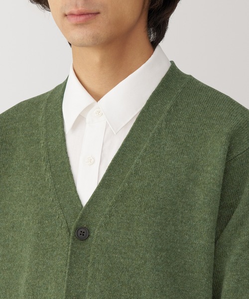 紳士 洗えるウールミドルゲージVネックカーディガン（カーディガン